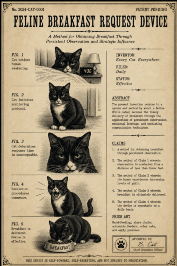 Feline Breakfast Request Device — Patent No. 2024-CAT-0001